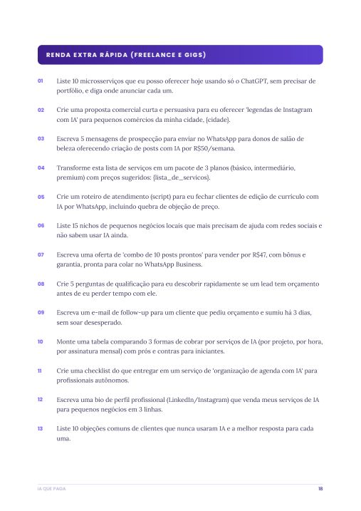 Página do banco de prompts